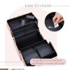 imageFrenessa Makeup Train Case Cosmetic Organizer Case Professional Makeup Storage Box 4 Trays with Divider Lockable Travel Case Portable Travel Makeup Box for Makeup Artist Carfter Cosmetics BlackRose Gold