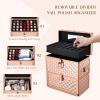 imageFrenessa Nail Polish Makeup Train Case with Drawer and Dividers Manicure Organizer Accessory Storage Makeup Box With Mirror Lockable Keys Nail Kit Organizer Cosmetic Case Jewelry Box  BlackRose Gold