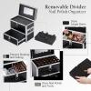 imageFrenessa Nail Polish Makeup Train Case with Drawer and Dividers Manicure Organizer Accessory Storage Makeup Box With Mirror Lockable Keys Nail Kit Organizer Cosmetic Case Jewelry Box  BlackBlack