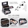 imageFrenessa Nail Polish Makeup Train Case with Drawer and Dividers Manicure Organizer Accessory Storage Makeup Box With Mirror Lockable Keys Nail Kit Organizer Cosmetic Case Jewelry Box  BlackBlack