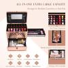 imageFrenessa Nail Polish Makeup Train Case with Drawer and Dividers Manicure Organizer Accessory Storage Makeup Box With Mirror Lockable Keys Nail Kit Organizer Cosmetic Case Jewelry Box  BlackRose Gold