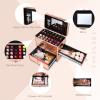 imageFrenessa Nail Polish Makeup Train Case with Drawer and Dividers Manicure Organizer Accessory Storage Makeup Box With Mirror Lockable Keys Nail Kit Organizer Cosmetic Case Jewelry Box  BlackRose Gold
