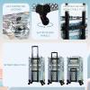 imageFrenessa Rolling Makeup Train Case 3 in 1 Professional Cosmetic Trolley Large Storage with keys Swivel Wheels Salon Barber Case Traveling Cart Trunk for Make Up Nail Tech  Vintage Rose GoldWatery Blue