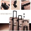imageFrenessa Rolling Makeup Train Case 3 in 1 Professional Cosmetic Trolley Large Storage with keys Swivel Wheels Salon Barber Case Traveling Cart Trunk for Make Up Nail Tech  Vintage Rose GoldVintage Rose Gold