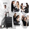 imageFrenessa Rolling Makeup Train Case 3 in 1 Professional Cosmetic Trolley Large Storage with keys Swivel Wheels Salon Barber Case Traveling Cart Trunk for Make Up Nail Tech  Vintage Rose GoldAlpine Black