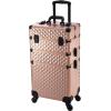 imageFrenessa Rolling Makeup Train Case 3 in 1 Professional Cosmetic Trolley Large Storage with keys Swivel Wheels Salon Barber Case Traveling Cart Trunk for Make Up Nail Tech  Vintage Rose GoldVintage Rose Gold