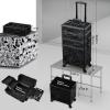 imageFrenessa Rolling Makeup Train Case 3 in 1 Professional Cosmetic Trolley Large Storage with keys Swivel Wheels Salon Barber Case Traveling Cart Trunk for Make Up Nail Tech  Vintage Rose GoldAlpine Black