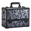 imageFRENESSA Makeup Train Case Makeup Case 126 Inch Large Cosmetic Box Organizer Travel Storage Professional Make Up Train Carrying Case with 6 Trays Locking Shoulder Strap Hard Vanity Storage PurpleDark Black