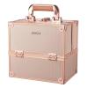imageFRENESSA Makeup Train Case Makeup Case Travel Cosmetic Box Organizer Portable Make Up Box with Dividers Lockable for Artist Nail Sewing Vanity Storage Makeup Travel Case Rose GoldRose Gold