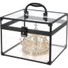 imageFRENESSA Portable Makeup Case Clear Crown Box Cosmetics Display Case Toiletry Organizer Box Transparent Acrylic Artists Train Case Travel Makeup Tools Storage for Vanity Bathroom Counter Dresser CaseLarge Black