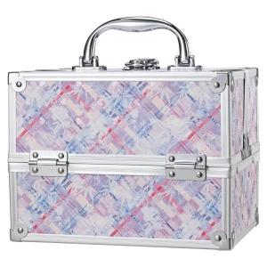 imageFRENESSA Makeup Train Case 885 Inch Portable Makeup Case Organizer Cosmetic Box Make Up Box Makeup Organizer Cosmetic Storage Cases with Locking Nail Kit Organizer Small Travel Case Mermaid PinkPink Plaid