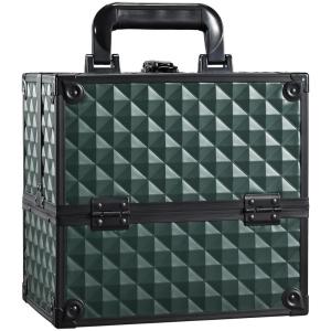 imageFrenessa Makeup Case Makeup Box Cosmetic Organizer Case Portable Make Up Artist Travel Case Storage Box 4 Trays with Dividers Lockable Hard Train Case Nail Tech Supply Storage Mermaid PinkVintage Dark Green