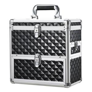 imageFrenessa Nail Polish Makeup Train Case with Drawer and Dividers Manicure Organizer Accessory Storage Makeup Box With Mirror Lockable Keys Nail Kit Organizer Cosmetic Case Jewelry Box  BlackBlack